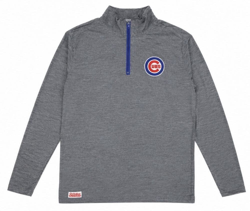 Stitches Chicago Cubs 1/4 Zip Pullover Gray Long Sleeve Shirt Men’sL